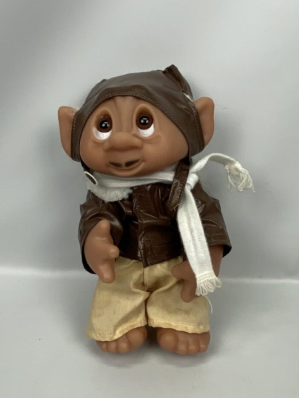 1977 Moustache Aviator pilot Thomas Dam Troll Moveable arms 9" White Hair Rare